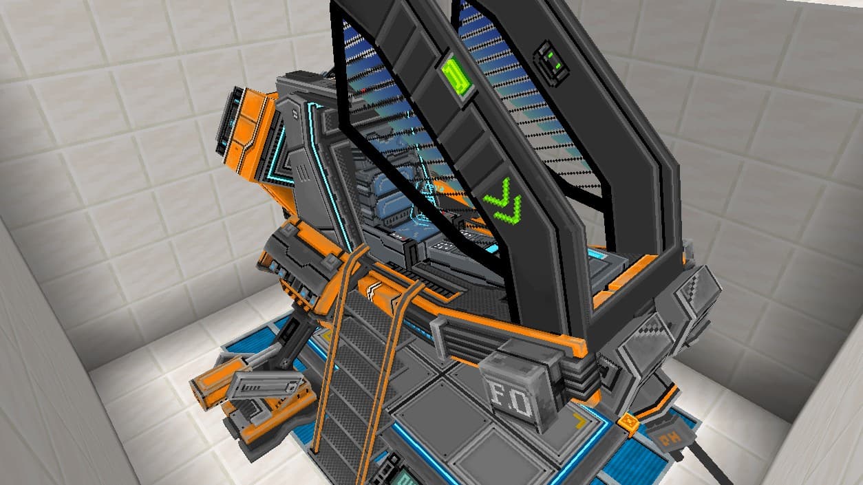 The Spaceship docked on its Space Elevator.