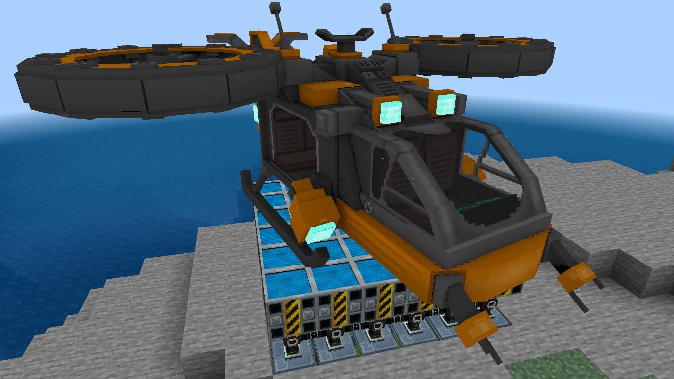 The Helicopter landed on a row of Pad Chargers.